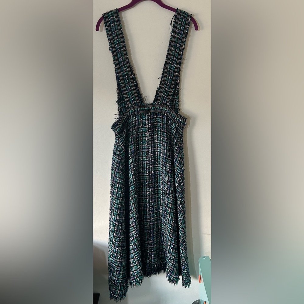 Zara Black and Green Tweed Backless Dress